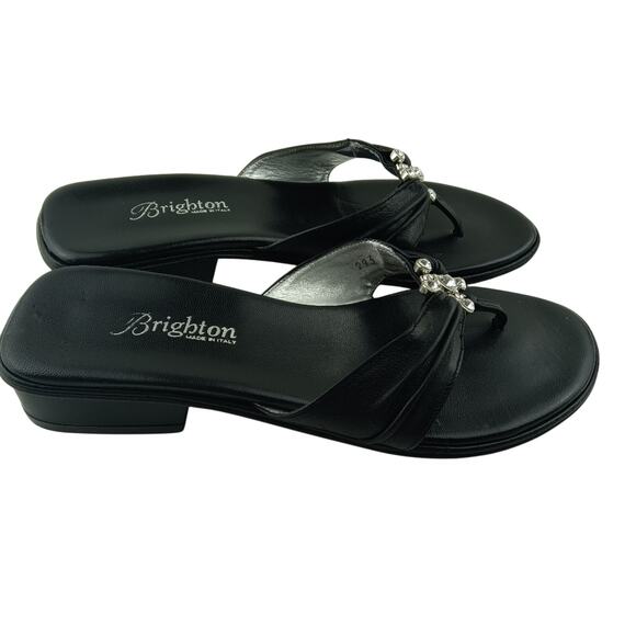 Brighton "Lori" Black Leather Rhinestone Slide Sandals 6M - Picture 3 of 7